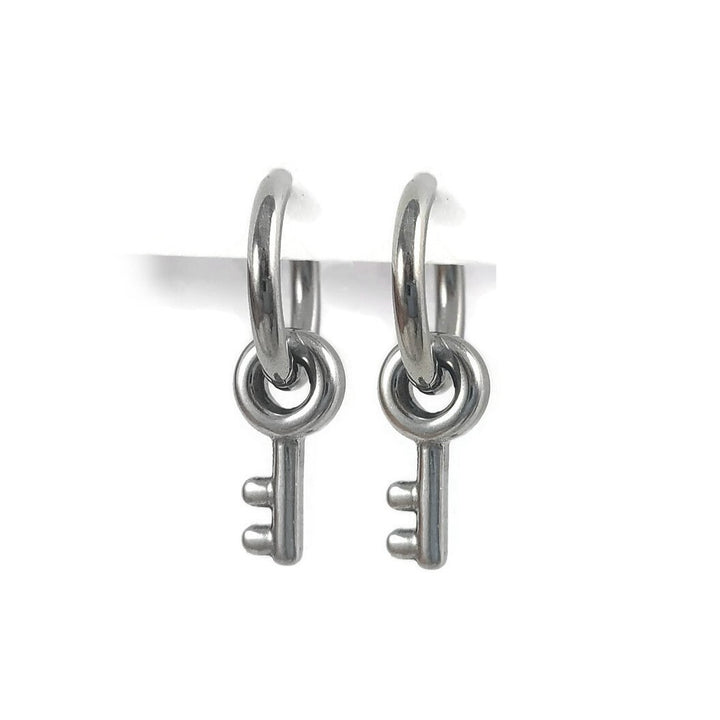 Earring charms with Titanium huggie hoops, Hypoallergenic implant grade jewelry for sensitive ears, Tarnish free