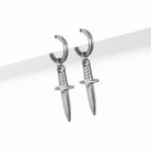 Dagger hoop earrings, Implant grade titanium and stainless steel, Hypoallergenic sword jewelry