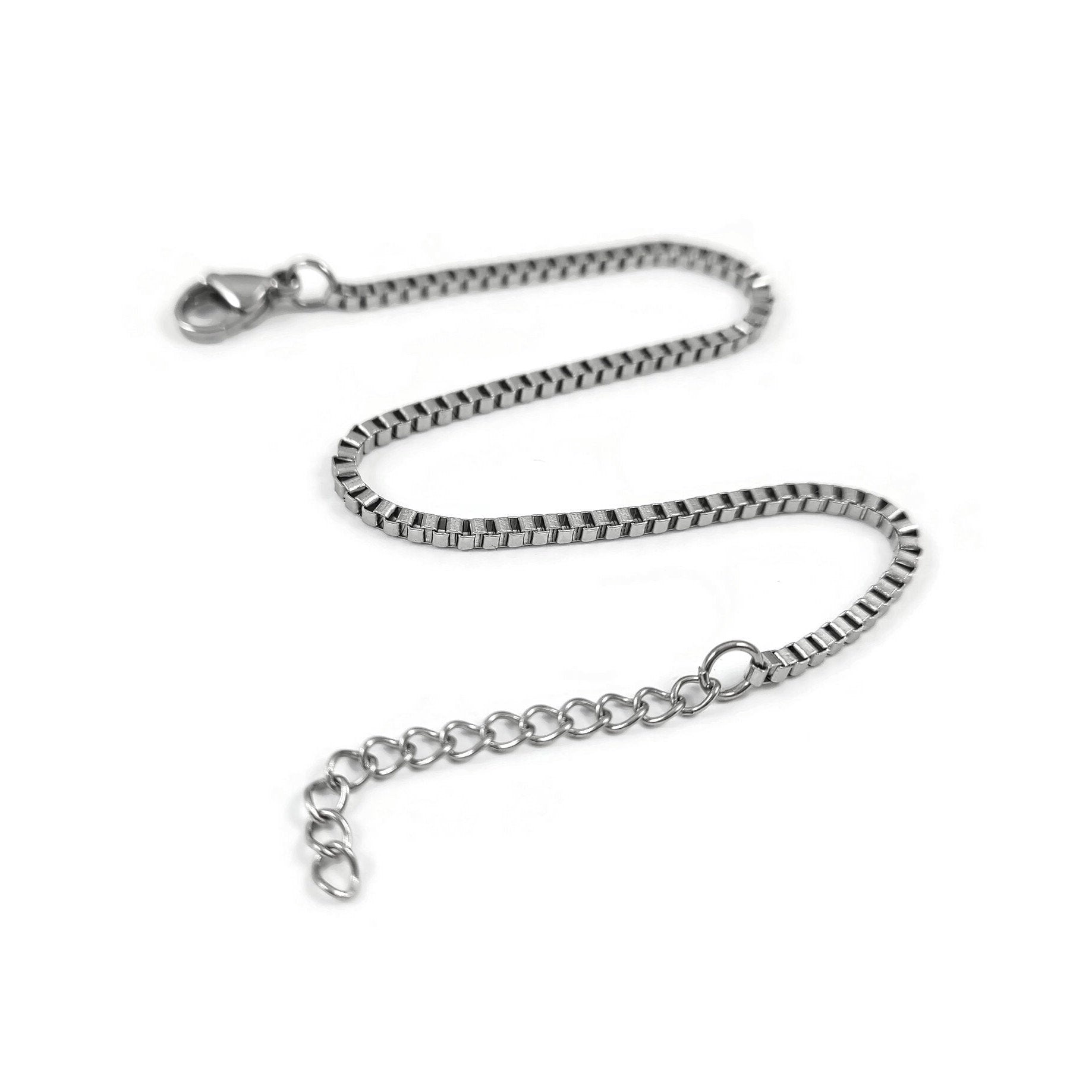 Surgical steel chain bracelet, Hypoallergenic, Waterproof non tarnish, Cable Snake Figaro Wheat Venetian