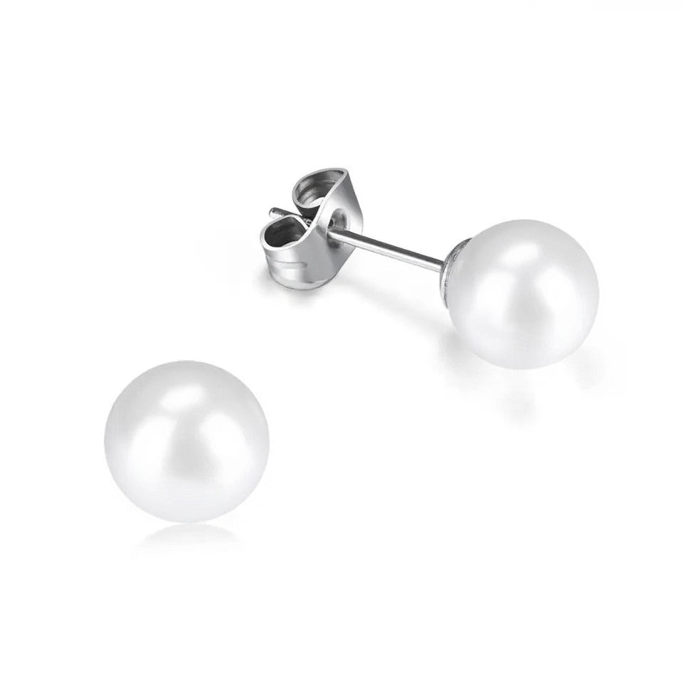 Pearl titanium stud earrings