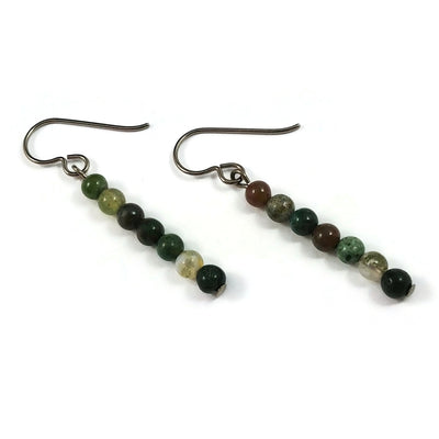 Boucles d'oreille perles minimalistes - Pure titane et pierre semi-précieuses