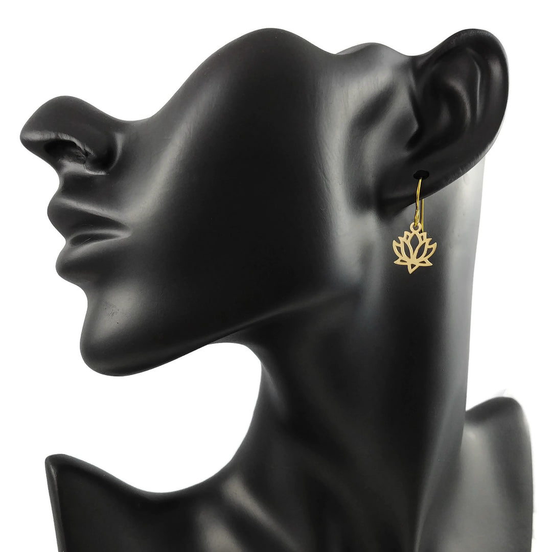 Dainty gold lotus niobium earrings