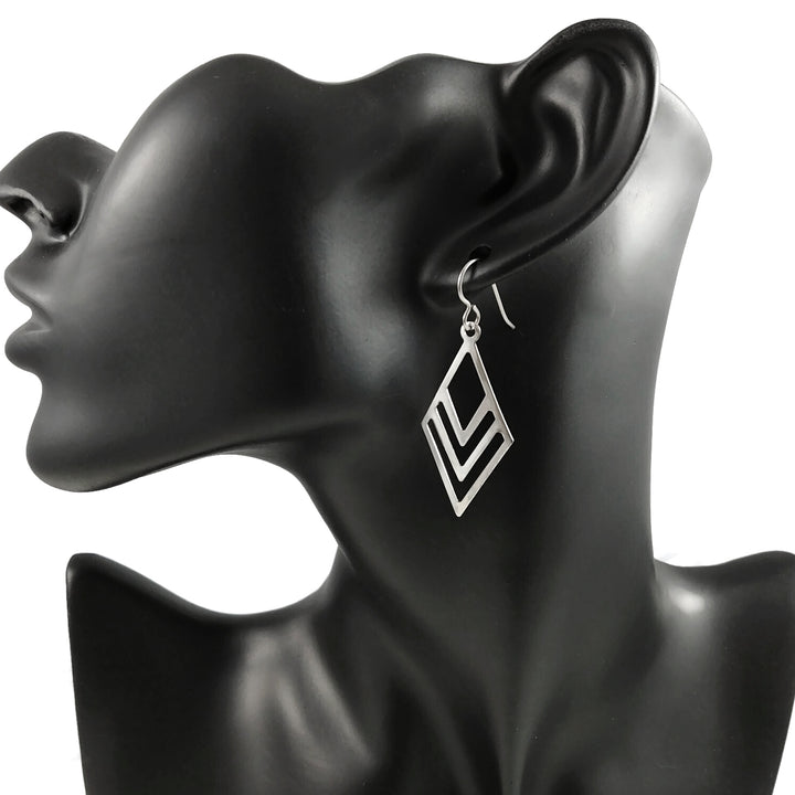 Geometric losange dangle earrings - Pure titanium and stainless steel