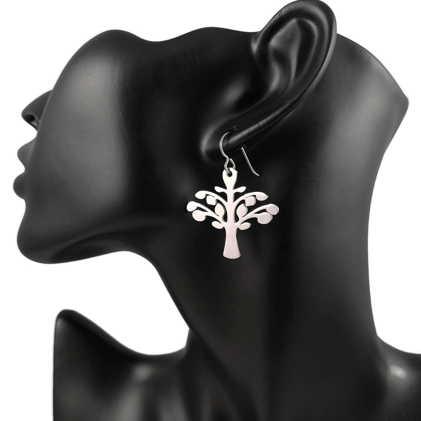 Silver tree dangle earrings - Hypoallergenic pure titanium and stainless steel