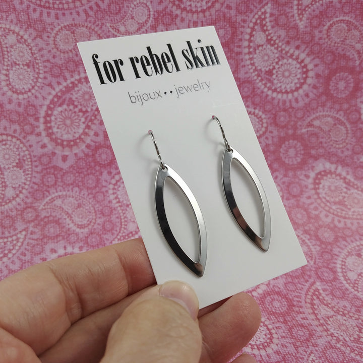 Oval dangle earrings - Hypoallergenic pure titanium and stainless steel