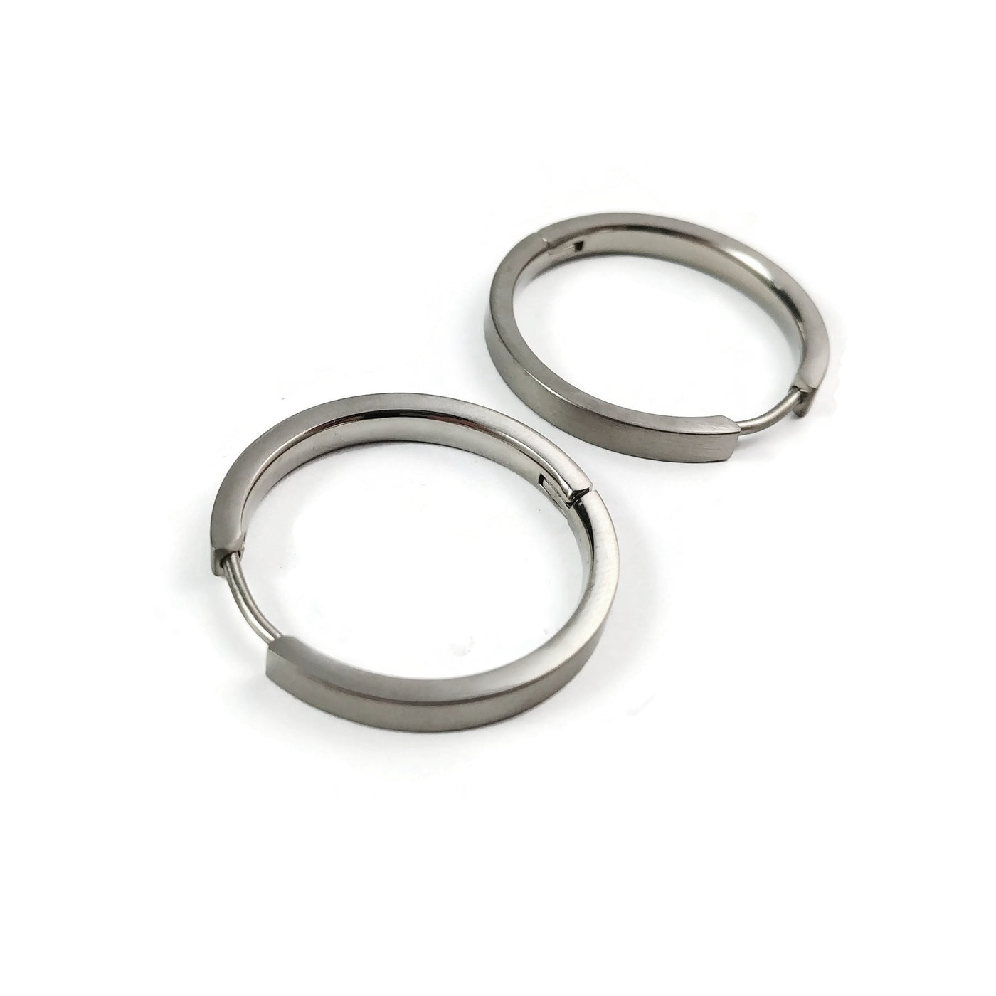 24mm natural pure titanium hoop earrings, 100% Hypoallergenic, Sensitive ear
