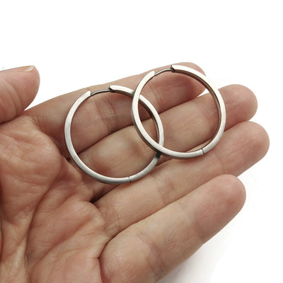 32mm natural pure titanium hoop earrings, 100% Hypoallergenic, Sensitive ear