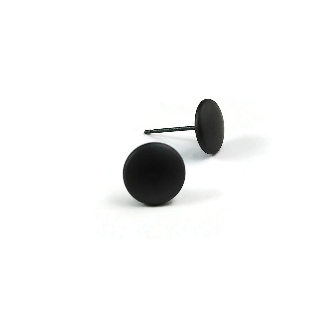 Black Smartie Titanium Stud Earrings, 100% Hypoallergenic, Sensitive ear