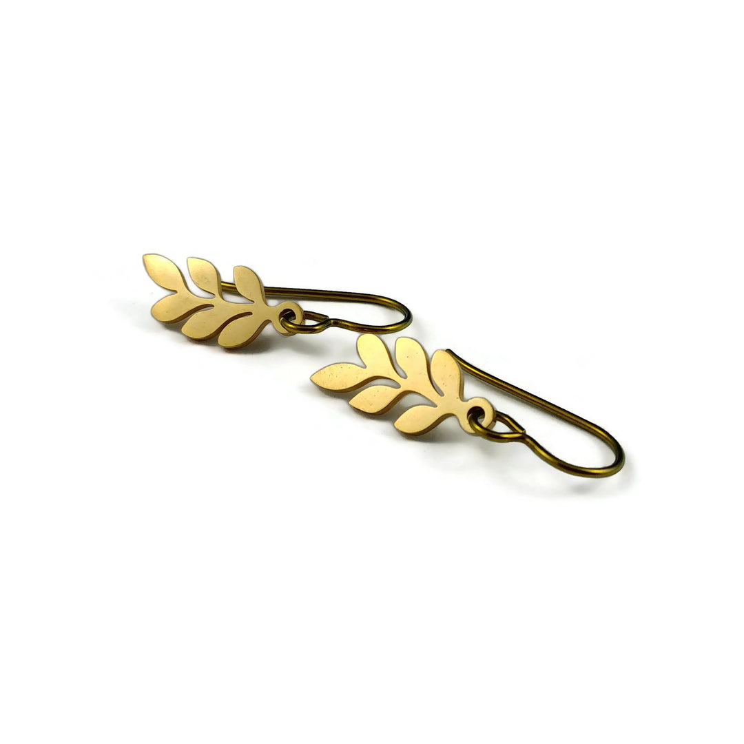 Dainty gold branch niobium earrings