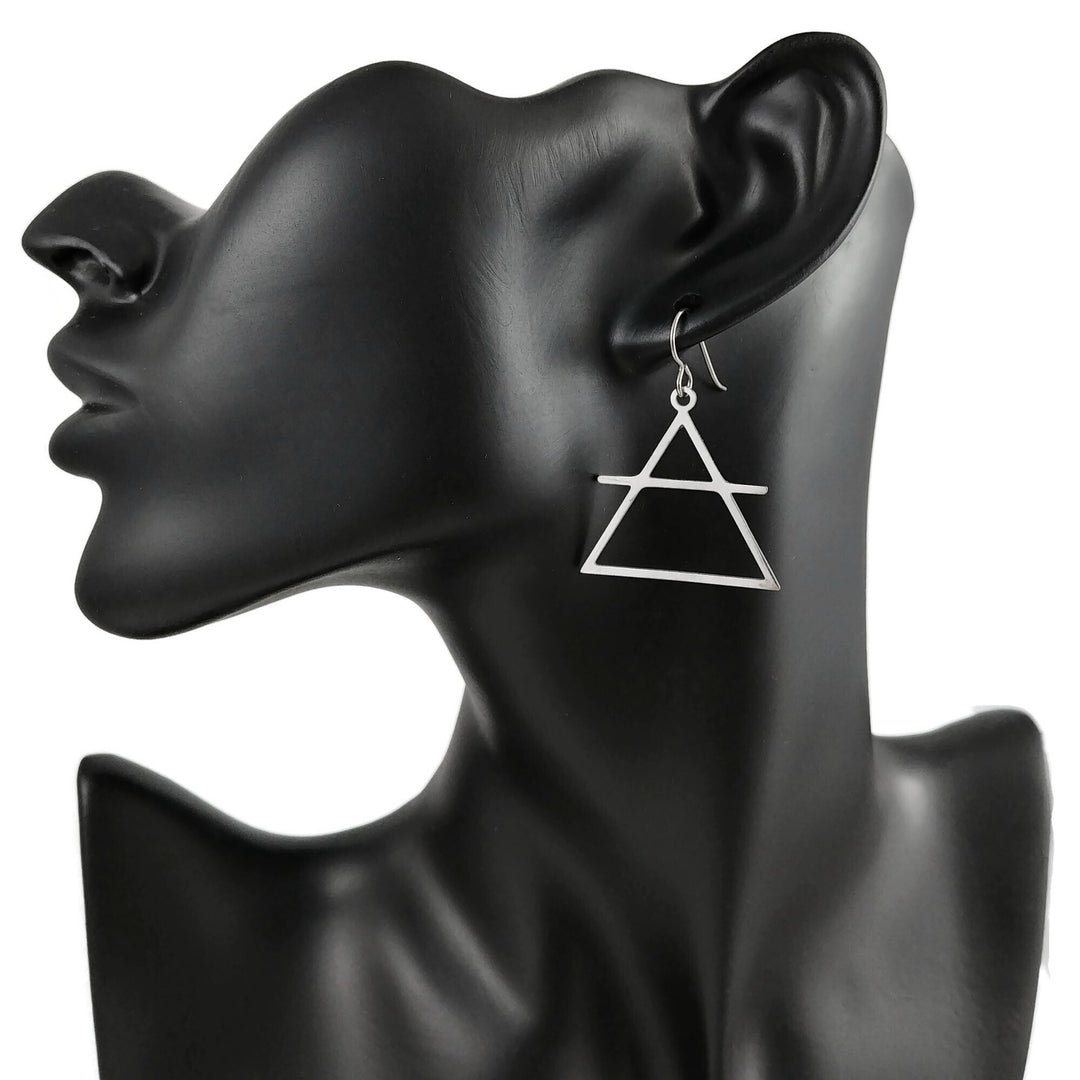 Air element alchemy dangle earrings - Pure titanium and stainless steel