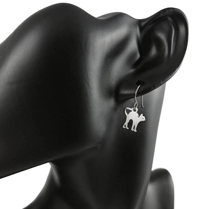Small egyptian cat dangle earrings - Hypoallergenic pure titanium and stainless steel