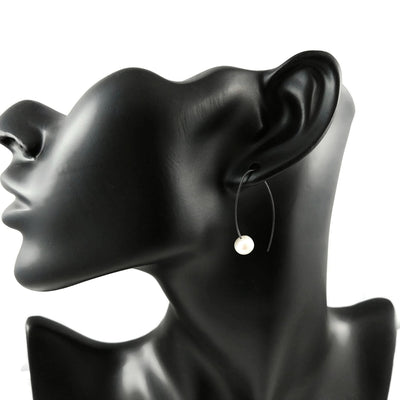 Stem Pearl Black Titanium Earrings, 100% Hypoallergenic, Sensitive ear