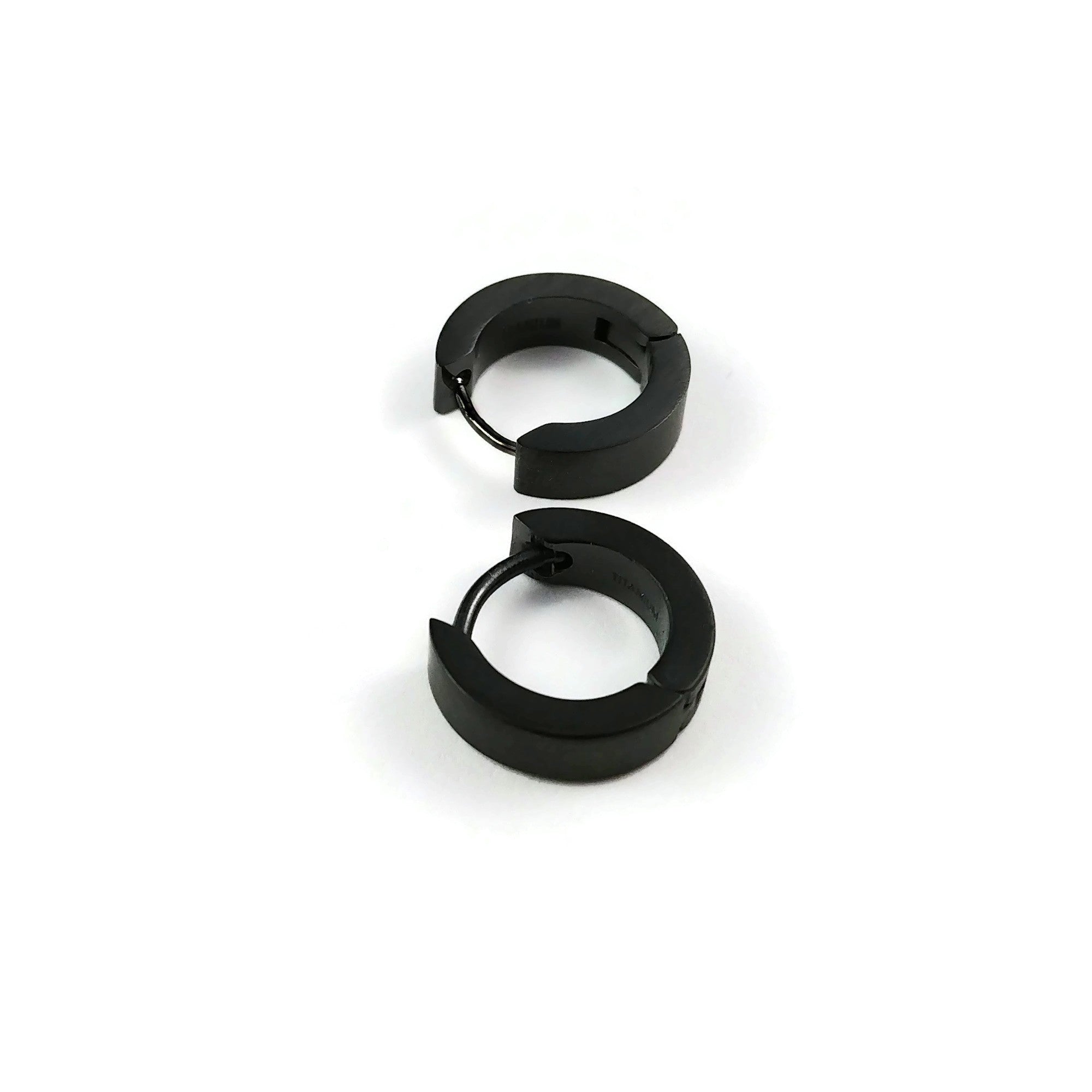 Large black stainless steel hoop earrings for men, size L, XL | eBay