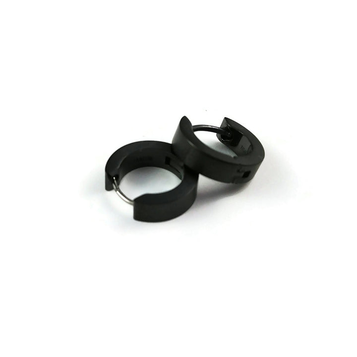 Black Flat Hoop Cuff Titanium Earrings, 100% Hypoallergenic, Sensitive ear