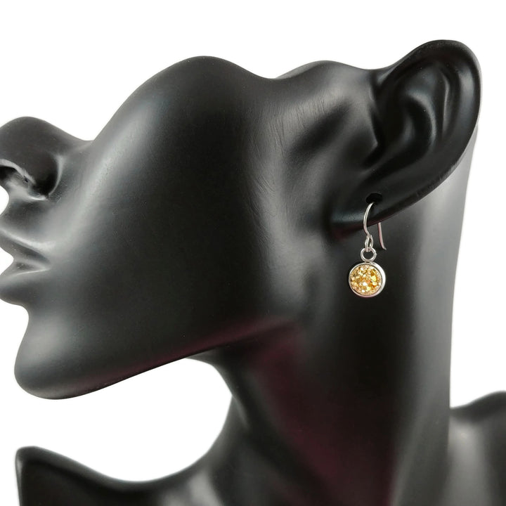 Boucle d'oreille pendentif druzy or - Titane, acier inoxydable et acrylique