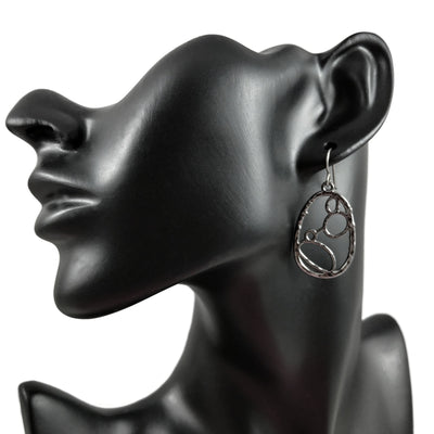 Organic oval gunmetal dangle earrings - Hypoallergenic nickel free, lead free and cadmium free