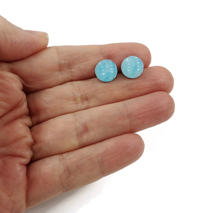 Baby blue stud earrings - Hypoallergenic pure titanium and acrylic