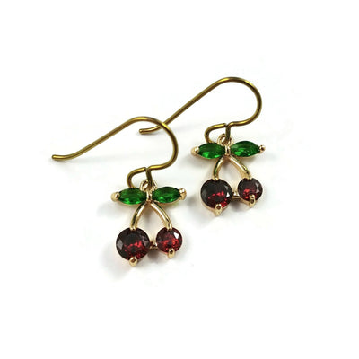 Dainty cherry earrings, Real 18K gold plated, Nickel free