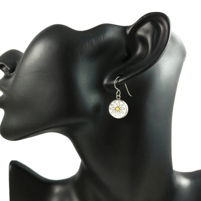 Heart daisy unicorn drop titanium earrings