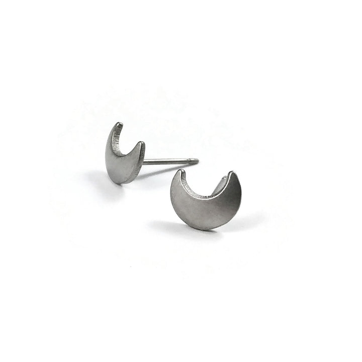 Moon Titanium Stud Earrings, 100% Hypoallergenic, Sensitive ear