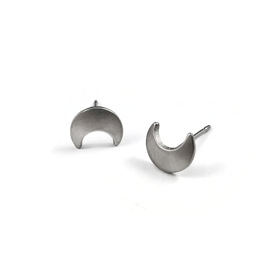 Moon Titanium Stud Earrings, 100% Hypoallergenic, Sensitive ear