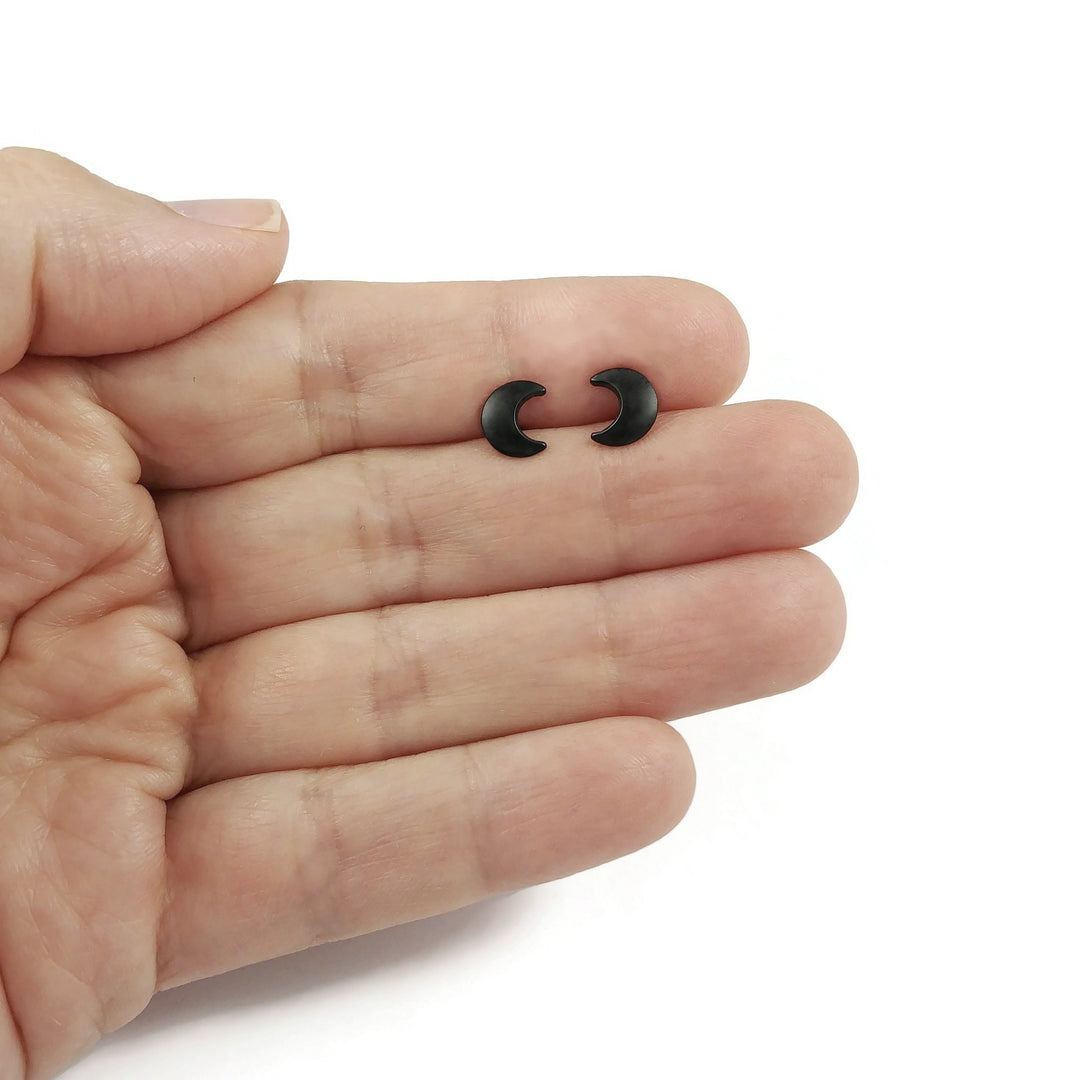 Black Titanium 8mm Puck Earrings