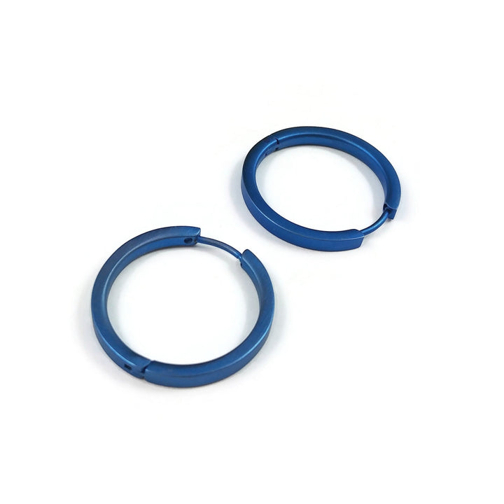 24mm blue pure titanium hoop earrings, 100% Hypoallergenic, Sensitive ear