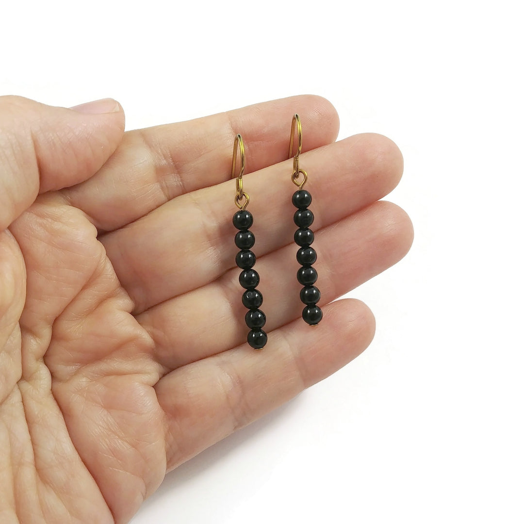 Minimalist gemstone bar earrings - Pure niobium jewelry