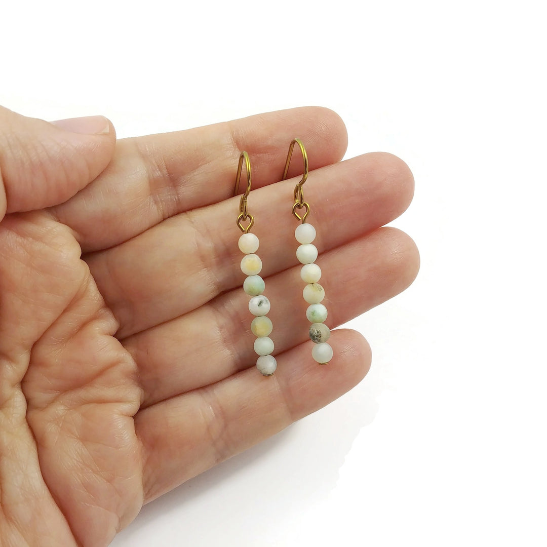 Minimalist gemstone bar earrings - Pure niobium jewelry