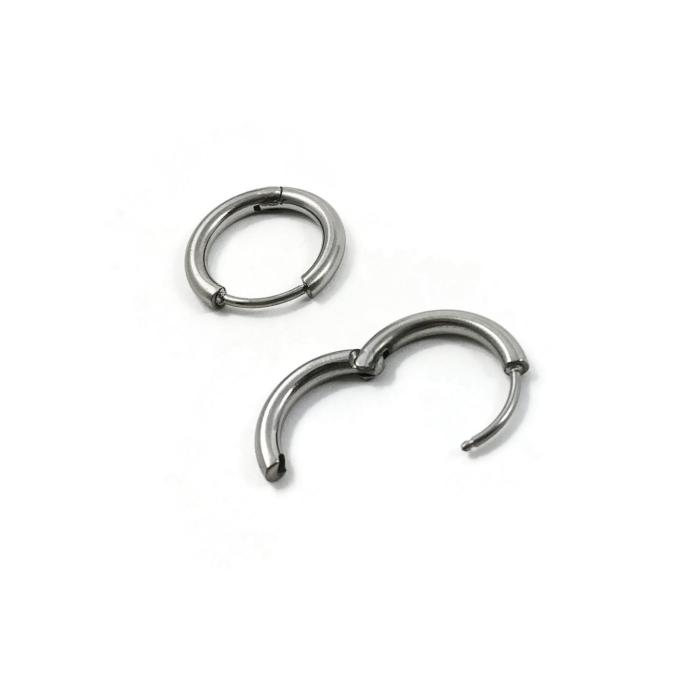 Pure titanium huggie hoop earrings