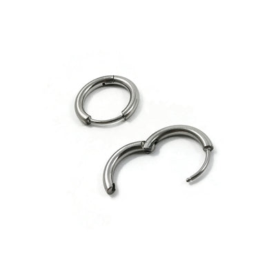 Pure titanium huggie hoop earrings