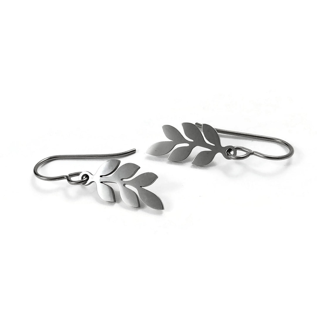 Dainty silver branch earrings - Hypoallergenic titanium and stainless steel