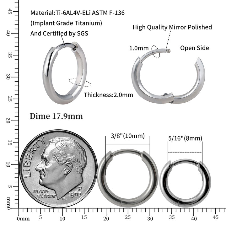 Implant grade titanium huggie hoop earrings
