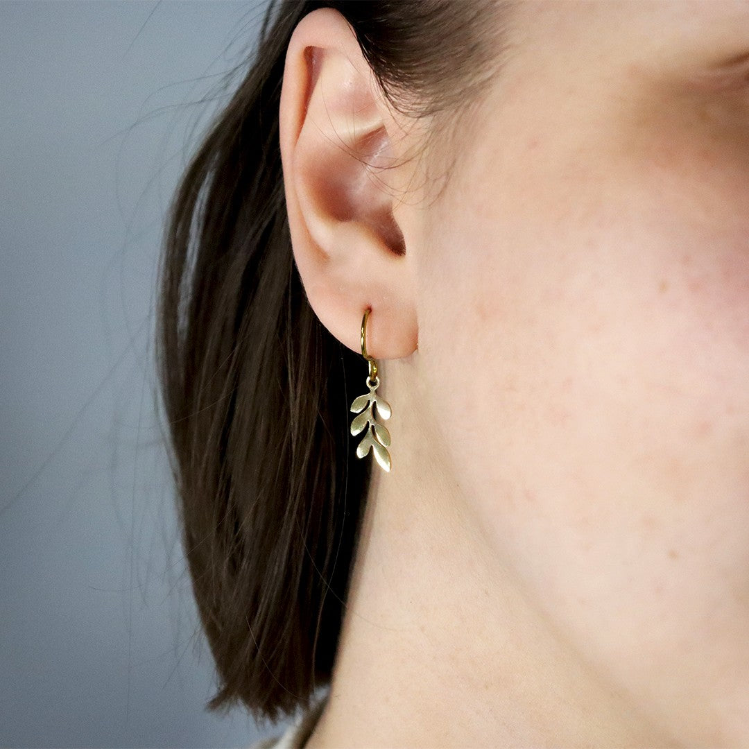 Dainty gold branch niobium earrings