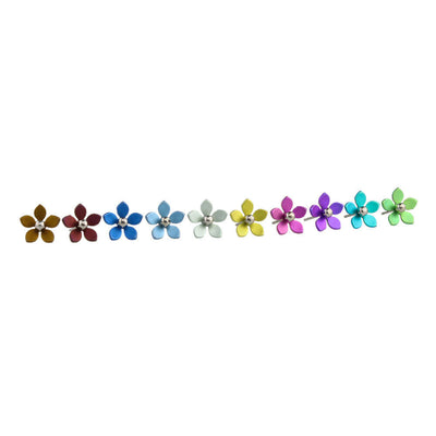 Five Petal Bead Flower Titanium Stud Earrings, 100% Hypoallergenic, Sensitive ear
