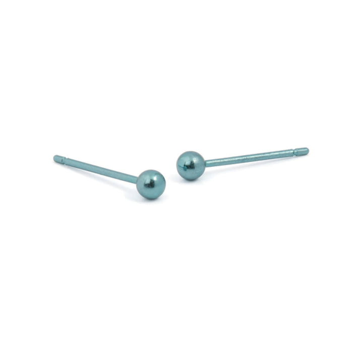 3mm pure titanium ball stud earrings, 100% hypoallergenic for sensitive ear