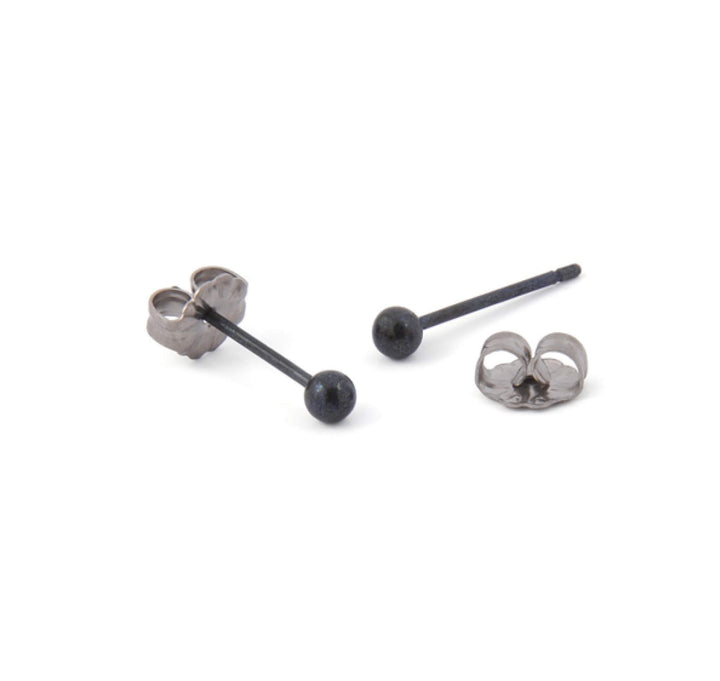 3mm pure titanium ball stud earrings, 100% hypoallergenic for sensitive ear