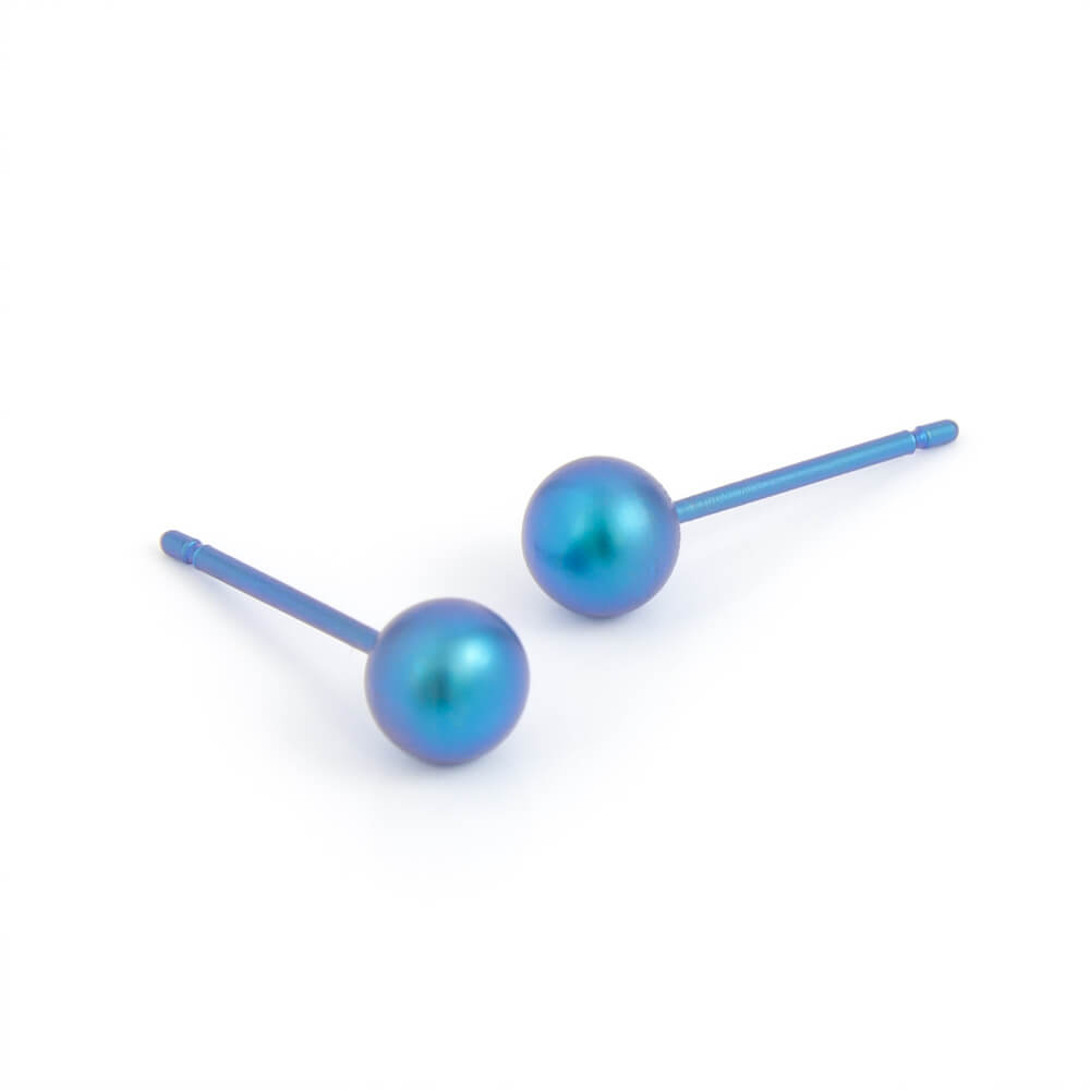 Pure Titanium ball post earring, 5mm titanium ball stud earrings, 100% Hypoallergenic, Sensitive ear