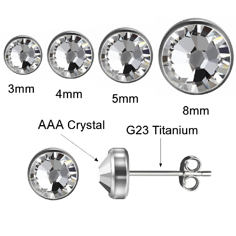 Crystal titanium stud earrings