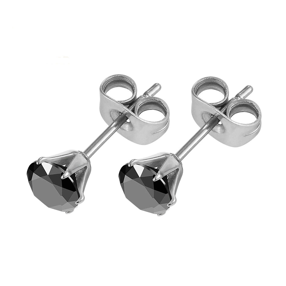 Zircon crystal titanium stud earrings