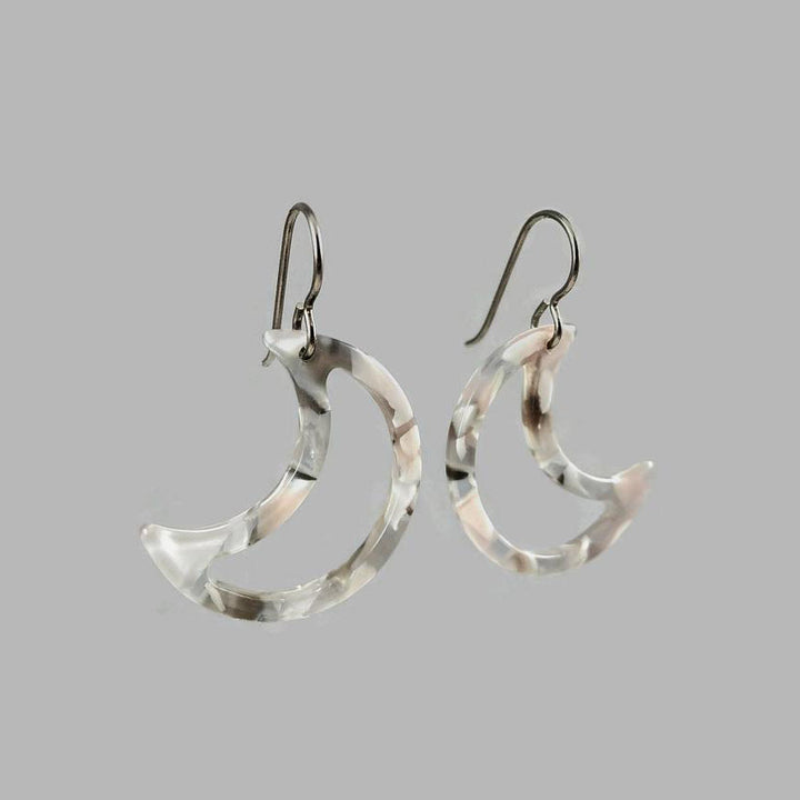 Moon dangle earrings - Hypoallergenic pure titanium and resin earrings