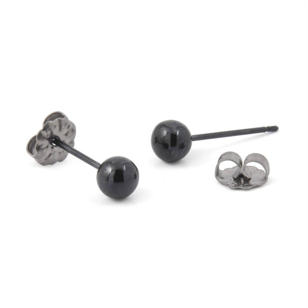 Black Titanium ball post earring 3mm or 5mm titanium ball stud earrings, 100% Hypoallergenic, Sensitive ear