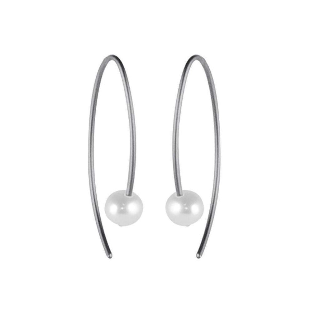 Small Stem Pearl Titanium Earrings, 100% Hypoallergenic, Sensitive ear