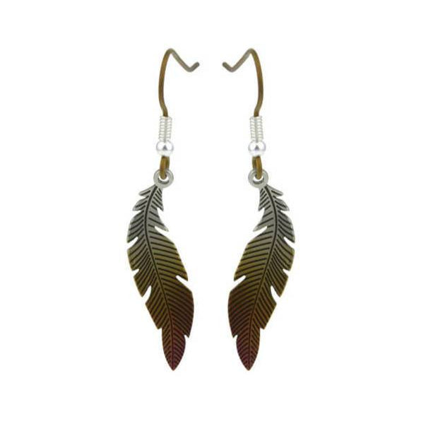Small Curved Feather Titanium Earrings, 100% Hypoallergenic, Sensitive ear