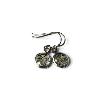Clear faceted dangle earrings - Hypoallergenic pure titanium, stainless steel and resin jewelry
