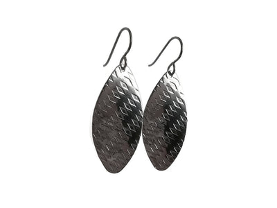Silver curved oval dangle earrings - Pure titanium and stainless steel