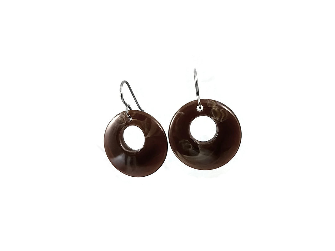 Hoops dangle earrings, 5 colors available - Hypoallergenic pure titanium and resin earrings