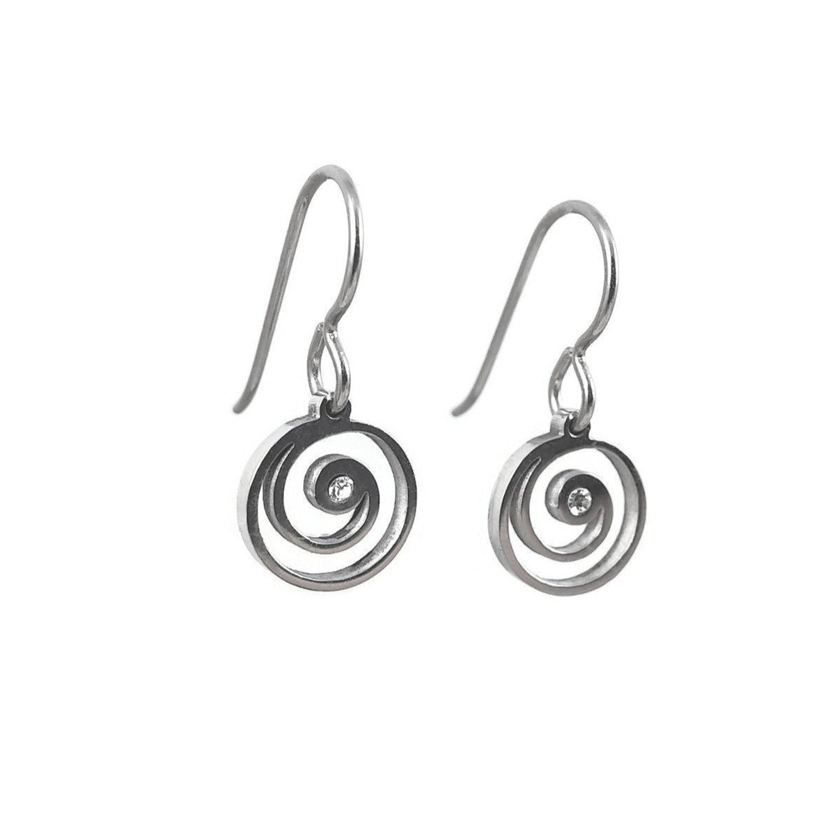 Vortex Ear Drop Mini vortex zirconia drop earrings, Pure titanium and stainless steel ...