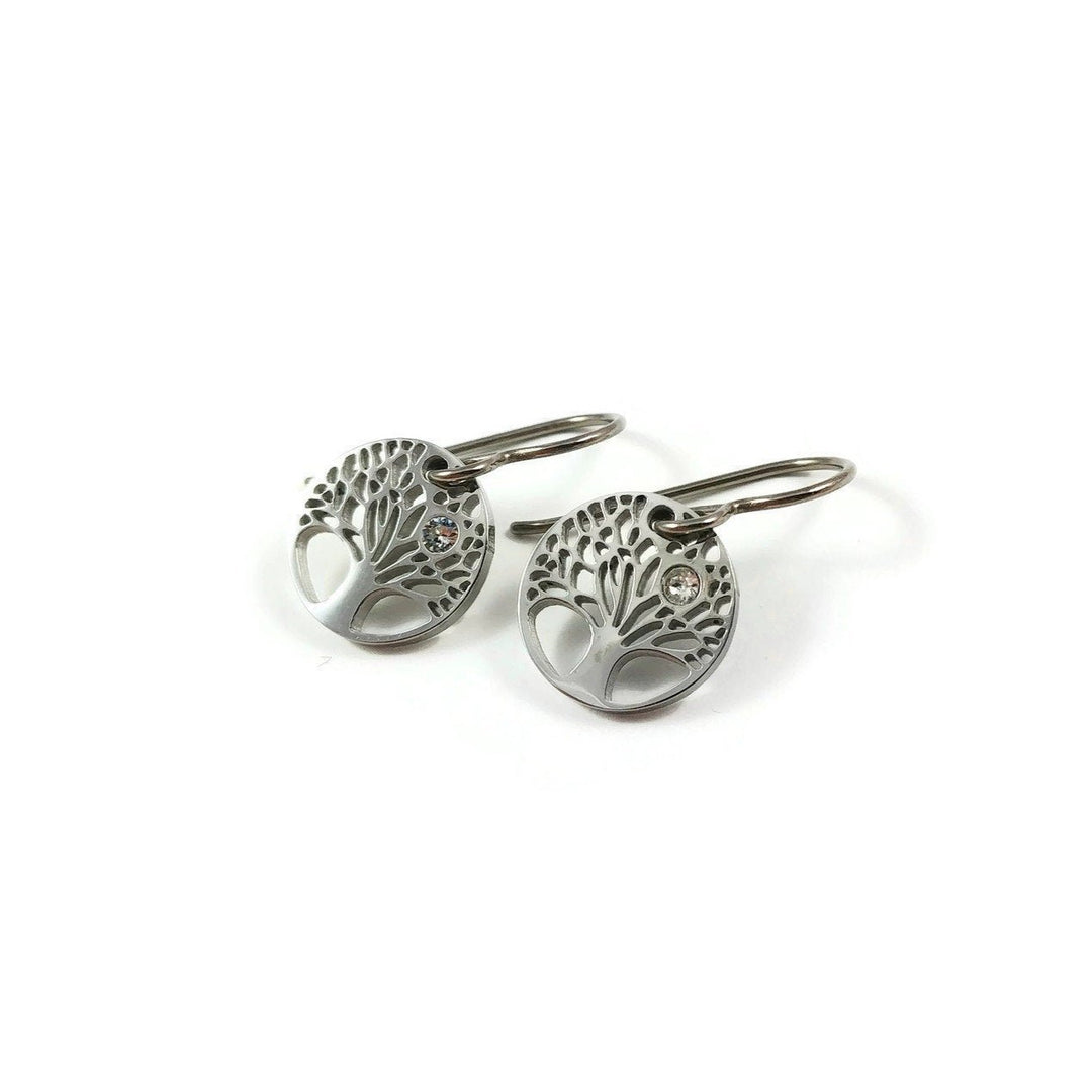 Mini tree zirconia dangle earrings