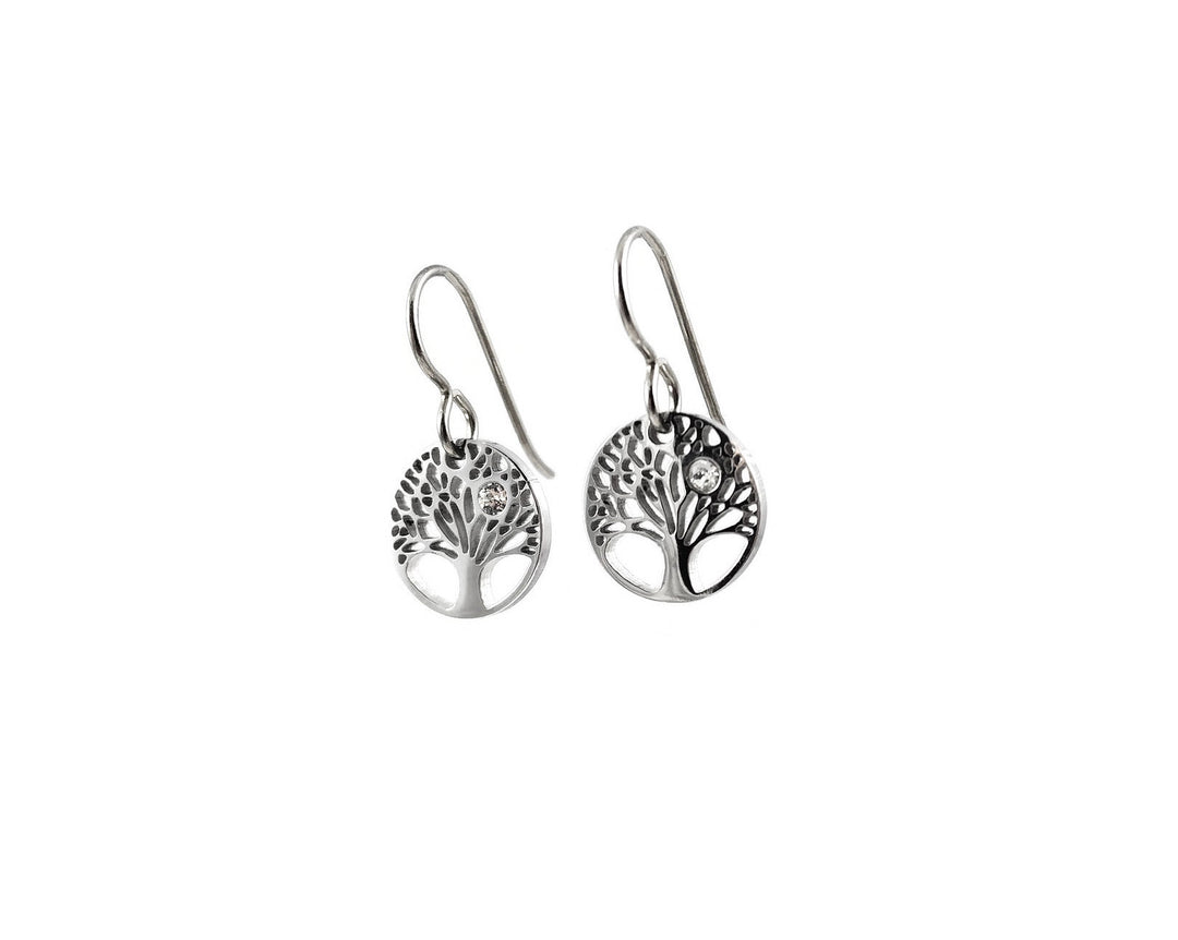 Mini tree zirconia dangle earrings